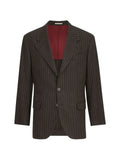 Brunello Cucinelli virgin wool and cashmere chalk stripe flannel tailor blazer