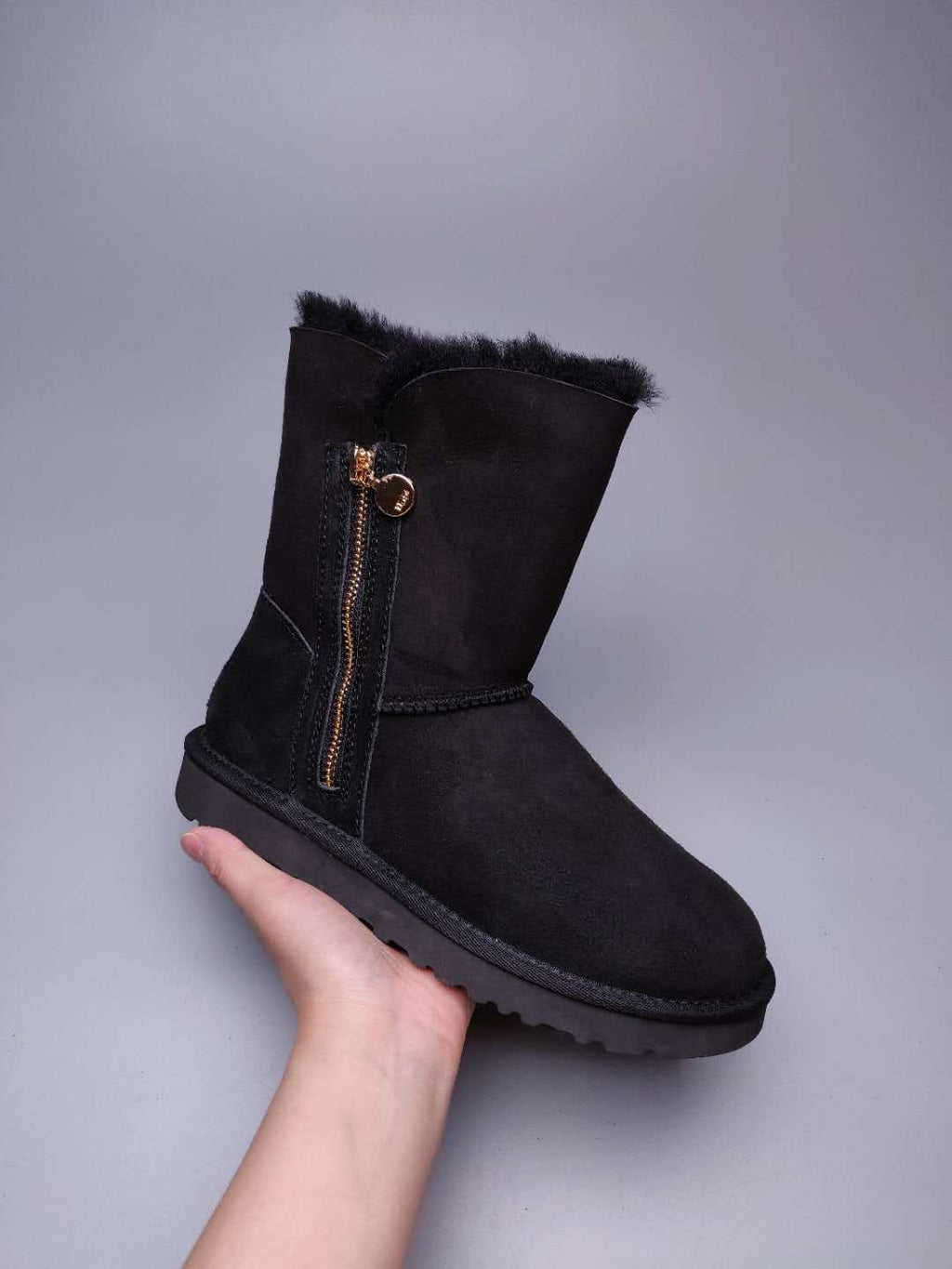 Black Side Zip Mid-Calf Boots — New Arrival | In Stock