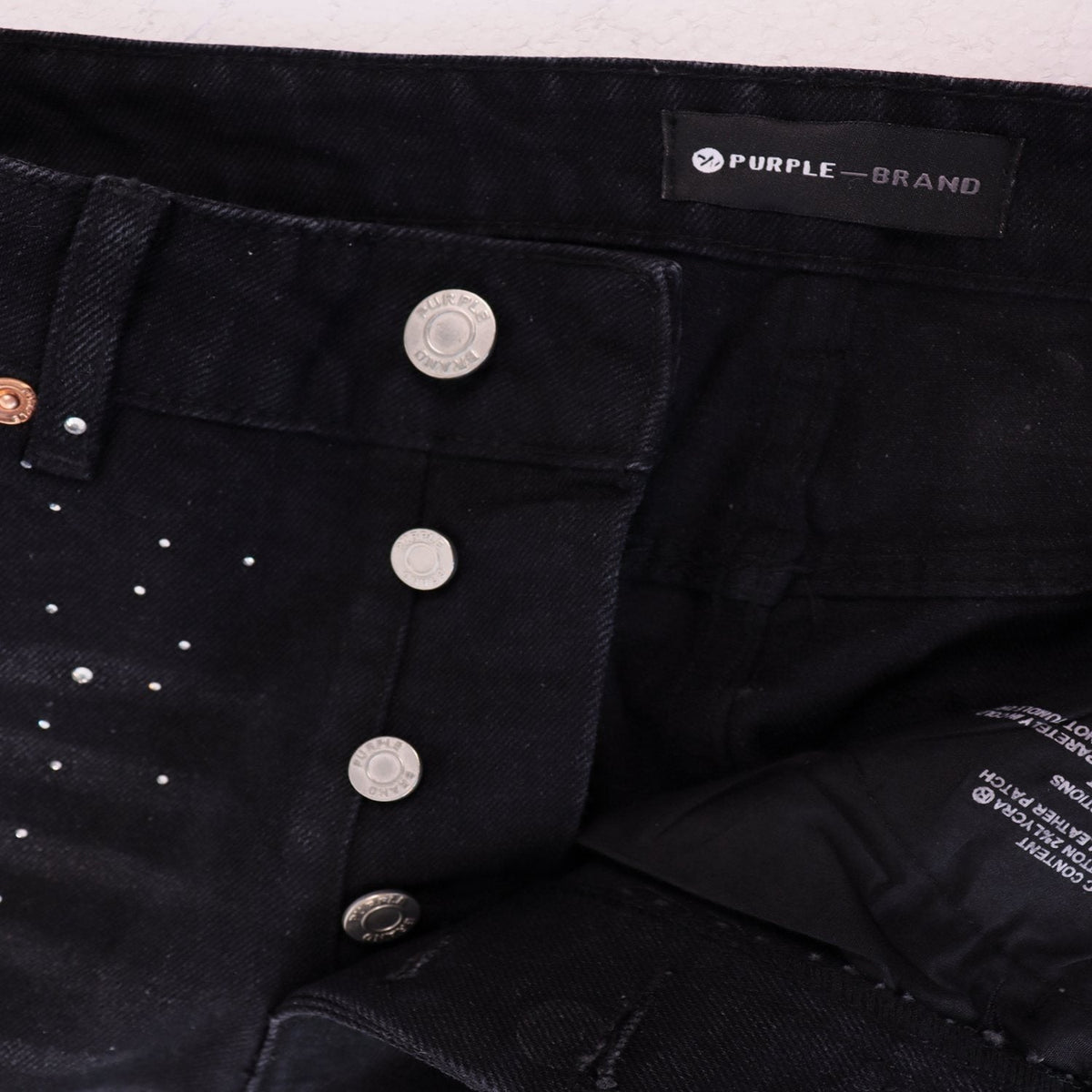 PURPLE Rhinestone Graphic Denim Shorts