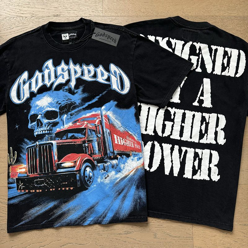 Godspeed Washed Black Truck Skull Graphic T-Shirt