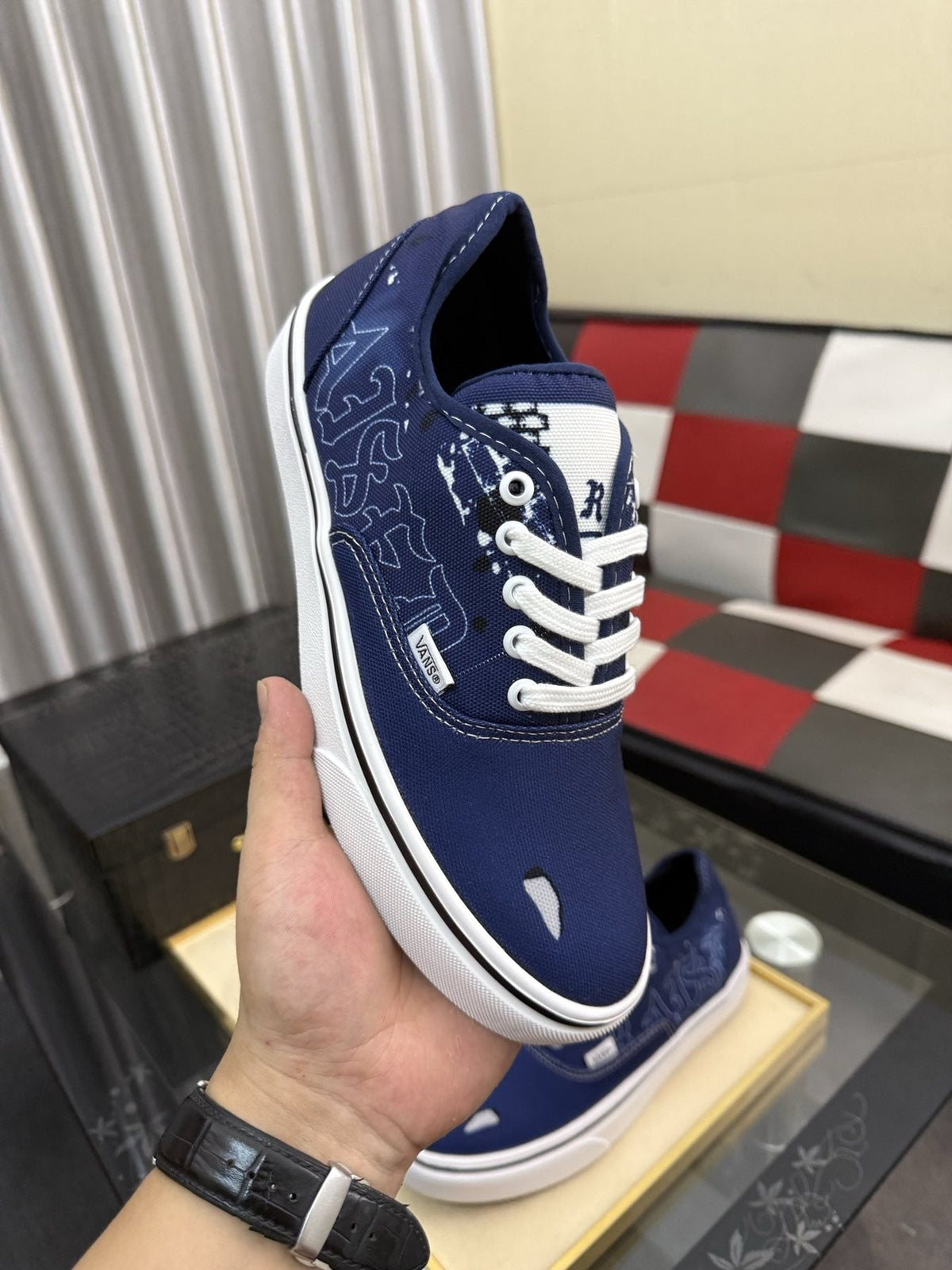 Vans Navy Blue Graphic Low-Top Sneakers