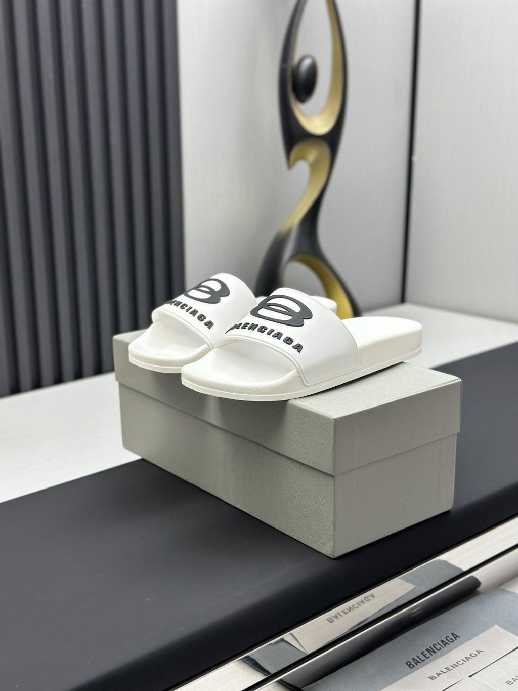 Balenciaga Logo Strap Slide Sandals